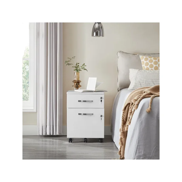 Caisson de Bureau 2 Tiroirs Blanc Caisson de Rangement