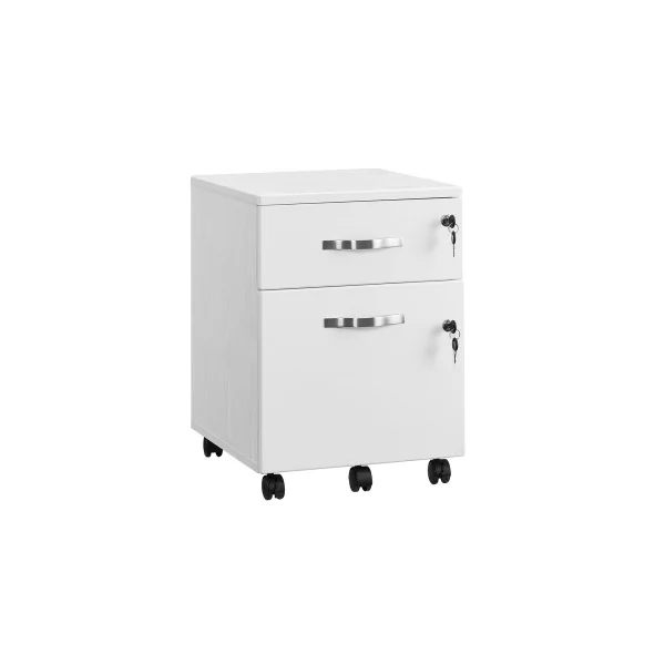 Caisson de Bureau 2 Tiroirs Blanc Caisson de Rangement
