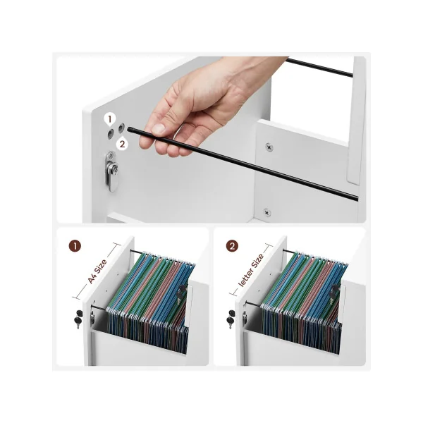Caisson de Bureau 2 Tiroirs Blanc Caisson de Rangement