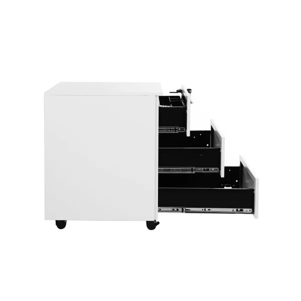 Caisson de Bureau 3 tiroirs Blanc Mobile Rangement de Documents Papeterie