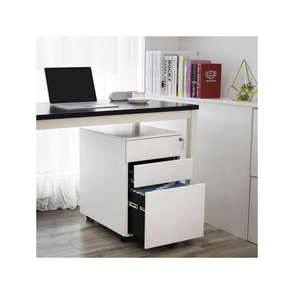 Caisson de Bureau 3 Tiroirs Blanc Mobile