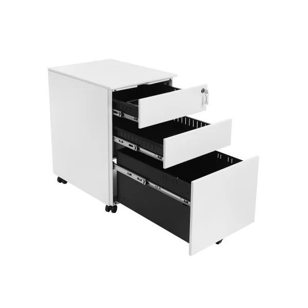 Caisson de Bureau 3 Tiroirs Blanc Mobile