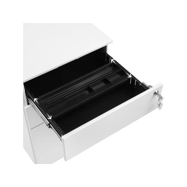 Caisson de Bureau 3 Tiroirs Blanc Mobile