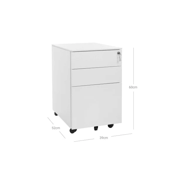 Caisson de Bureau 3 Tiroirs Blanc Mobile