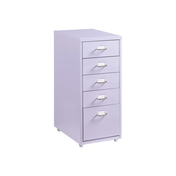 Caisson de Bureau en Métal Violet à Roulettes 28 x 41 x 69 cm 5 Tiroirs