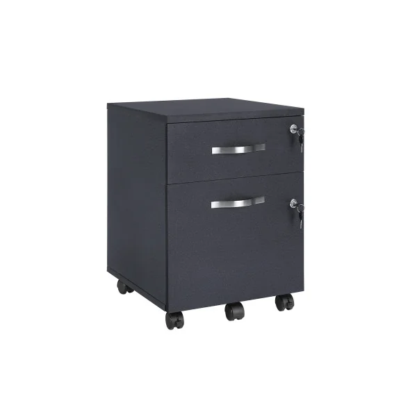 Caisson de Bureau Mobile Noir 2 Tiroirs Caisson de Rangement avec Serrure