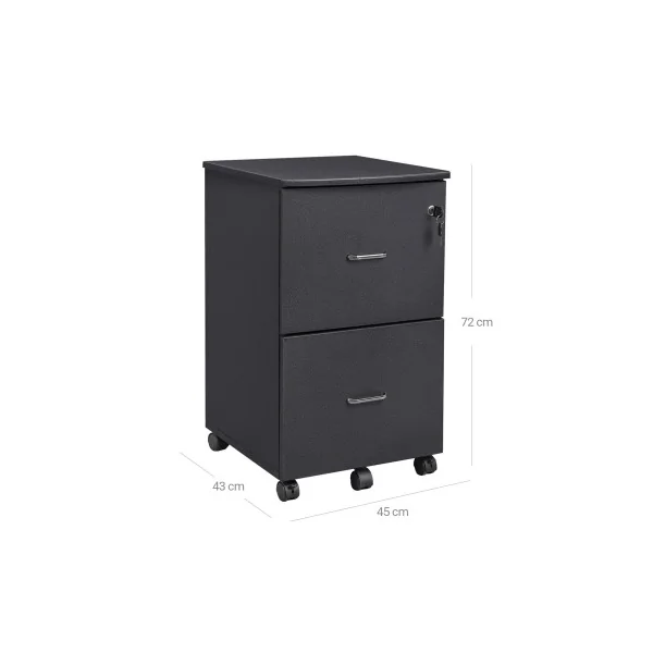 Caisson de Bureau Mobile Noir Caisson de Rangement avec Serrure