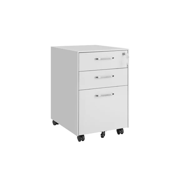 Caisson en Acier Mobile３ Tiroirs Blanc Placard de Rangement Documents et Dossier Duspendu