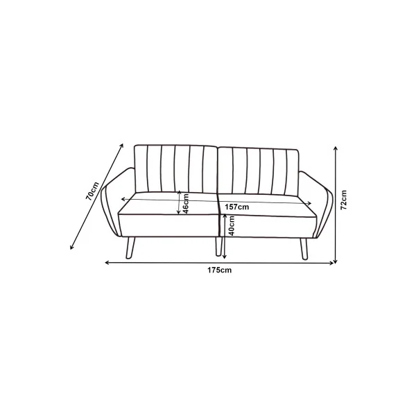 Canapé 2 Places Convertible Gris 175 x 70 x 72 cm