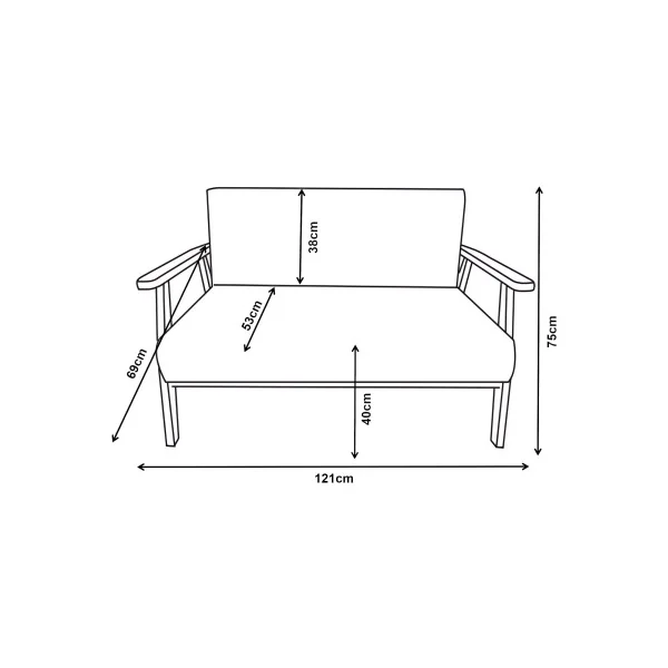 Canapé 2 Places Gris 121 x 69 x 75 cm Assise Rembourrée Design Elégant