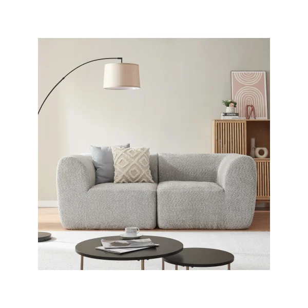 Canapé Confortable Modulable 2 Places Gris