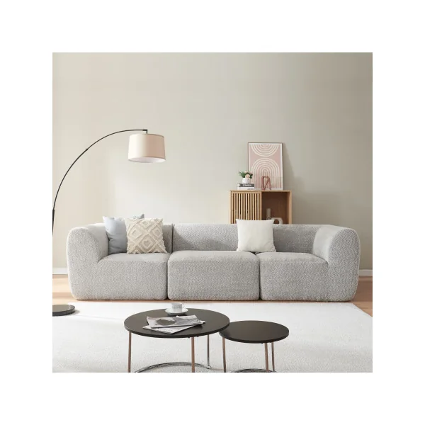 Canapé Confortable Modulable 3 Places Gris