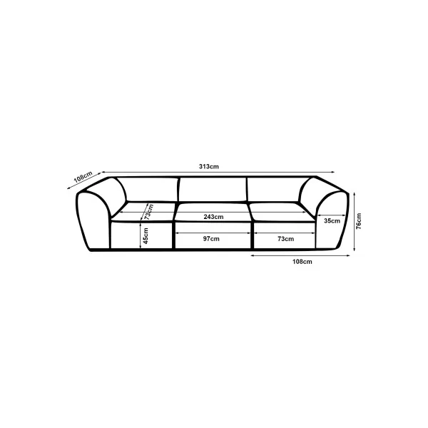 Canapé Confortable Modulable 3 Places Gris
