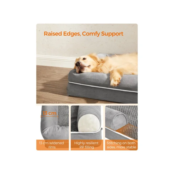 Canapé Lit pour Animaux Panier Chien Orthopédique 106x80 cm Gris