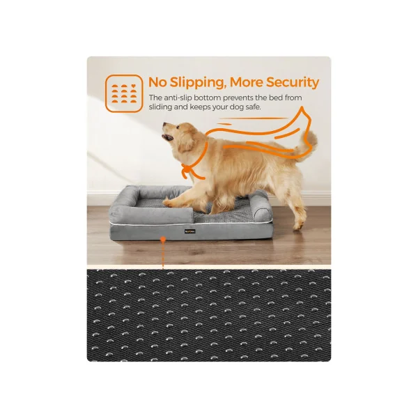 Canapé Lit pour Animaux Panier Chien Orthopédique 106x80 cm Gris