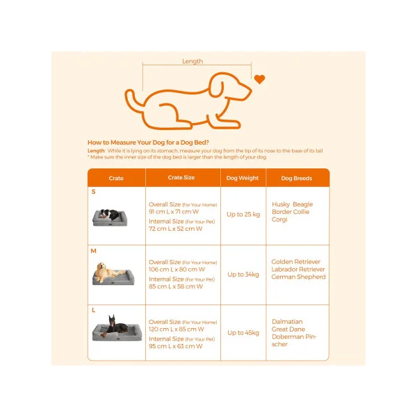 Canapé Lit pour Animaux Panier Chien Orthopédique 106x80 cm Gris