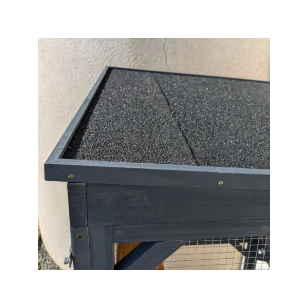 Catio Gris Bois Naturel Maison Chat Intérieur/Extérieur Enclos Grillagé Toit Shingle Parc de Détente Chat avec Plateformes