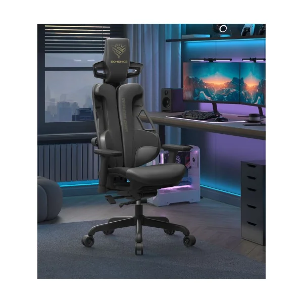 Chaise de Bureau Gamer Fauteuil Gaming Réglable Dossier Inclinable Noir