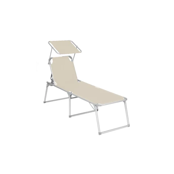 Chaise Longue Beige Bain de Soleil Grand Transat Pliable