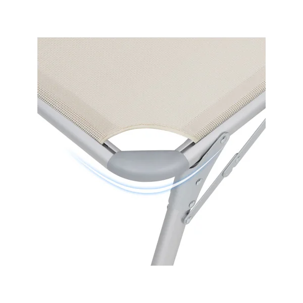 Chaise Longue Beige Bain de Soleil Grand Transat Pliable