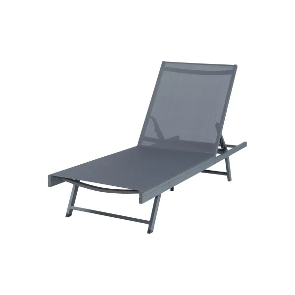 Chaise Longue de Jardin en Aluminium Gris 197 x 64 x 30 cm Surface Textilène