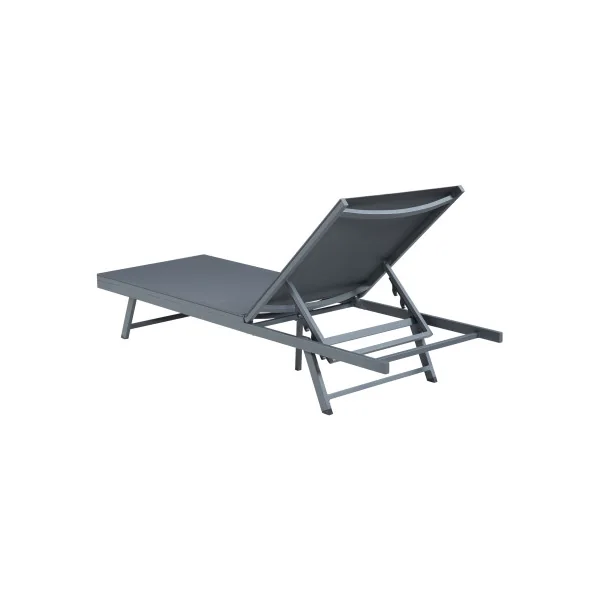Chaise Longue en Aluminium Anthracite et Table d'Appoint Plateau Verre Trempé