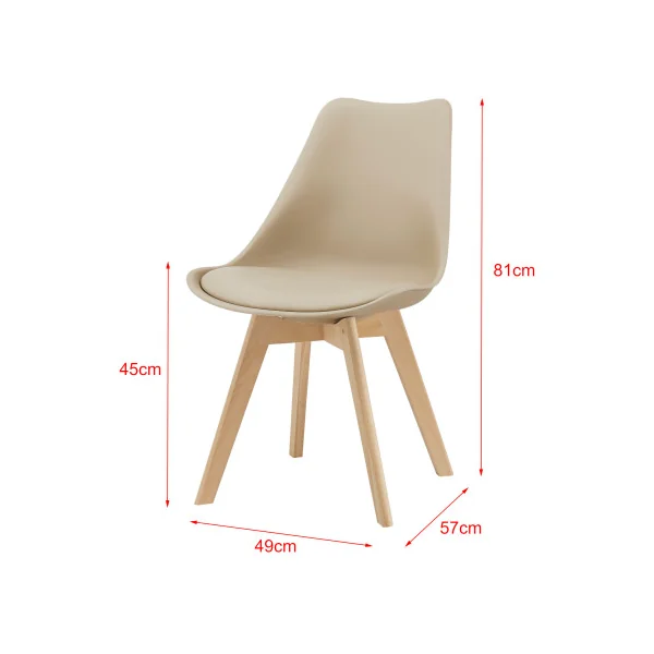 Chaises Scandinaves Beige en Similicuir et Hêtre