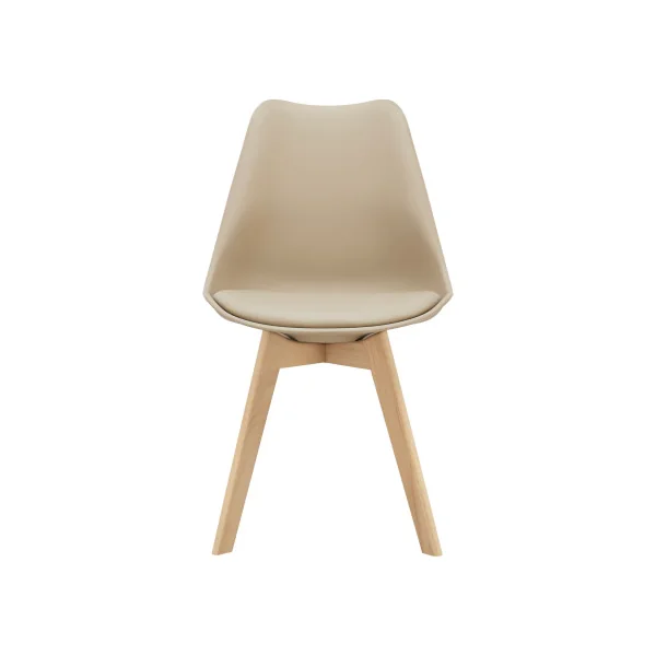 Chaises Scandinaves Beige en Similicuir et Hêtre