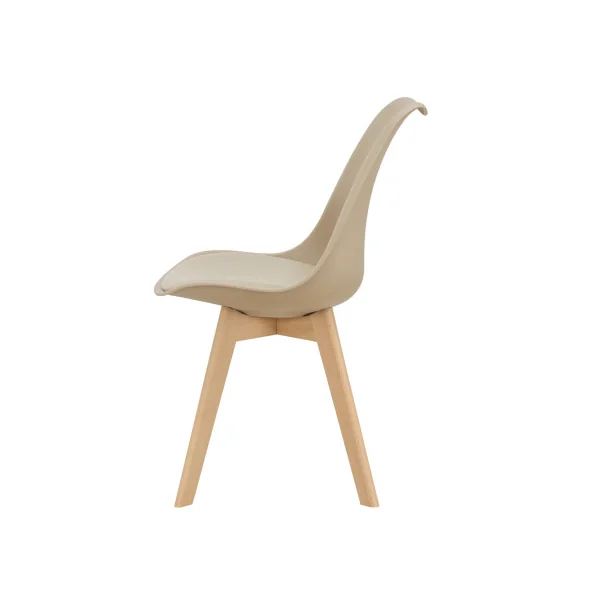 Chaises Scandinaves Beige en Similicuir et Hêtre