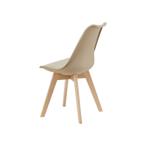 Chaises Scandinaves Beige en Similicuir et Hêtre