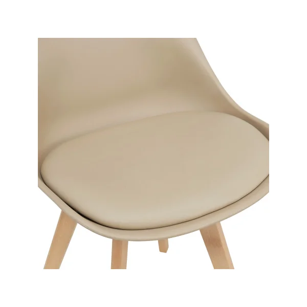 Chaises Scandinaves Beige en Similicuir et Hêtre