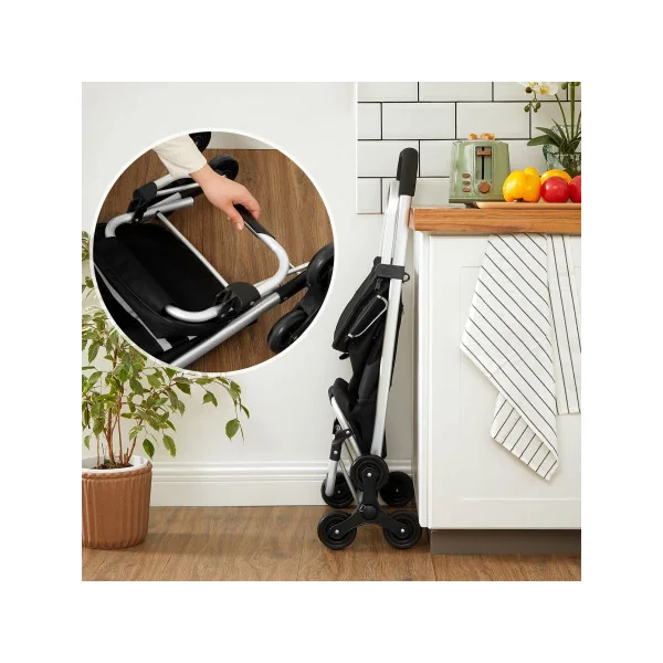 Chariot de Courses Caddie de Course Noir 6 roues avec Sac Isotherme 35L
