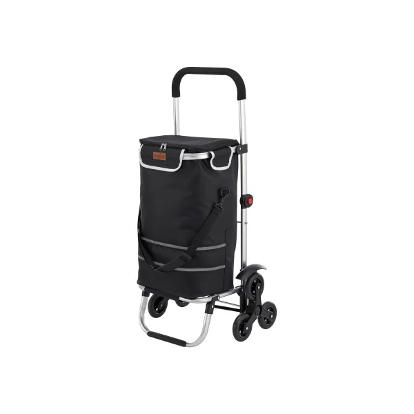 Chariot de Courses Pliable Noir en Aluminium Leger