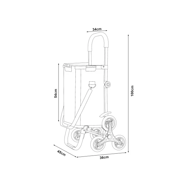 Chariot de Courses Pliable Noir en Aluminium Leger
