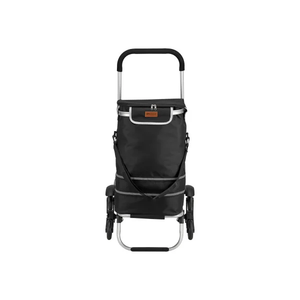 Chariot de Courses Pliable Noir en Aluminium Leger