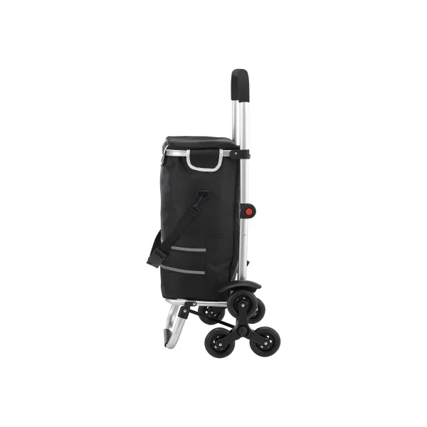 Chariot de Courses Pliable Noir en Aluminium Leger