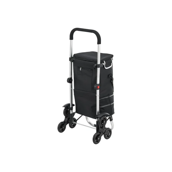 Chariot de Courses Pliable Noir en Aluminium Leger