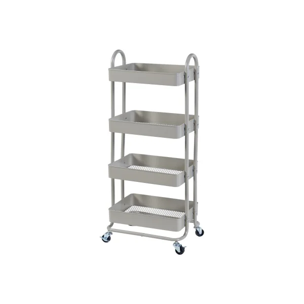 Chariot de Service à 4 Paniers en Acier Camel 46 x 35 x 104 cm Desserte de Cuisine en Métal