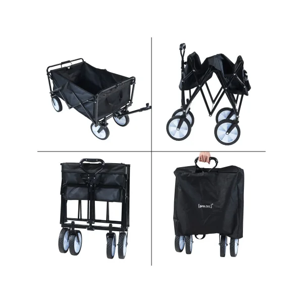 Chariot Pliable de Jardin 80 kg Noir Chariot de Plage Pliable