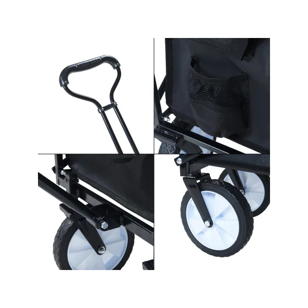 Chariot Pliable de Jardin 80 kg Noir Chariot de Plage Pliable