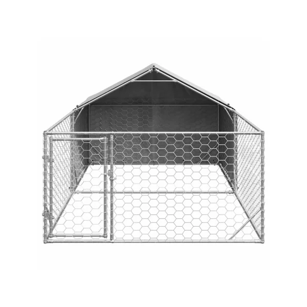 Chenil 10m² 5x2x1,5 m Chenil Grillagé avec Couverte Enclos Chien Spacieux