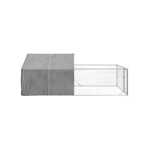 Chenil 10m² 5x2x1,5 m Chenil Grillagé avec Couverte Enclos Chien Spacieux