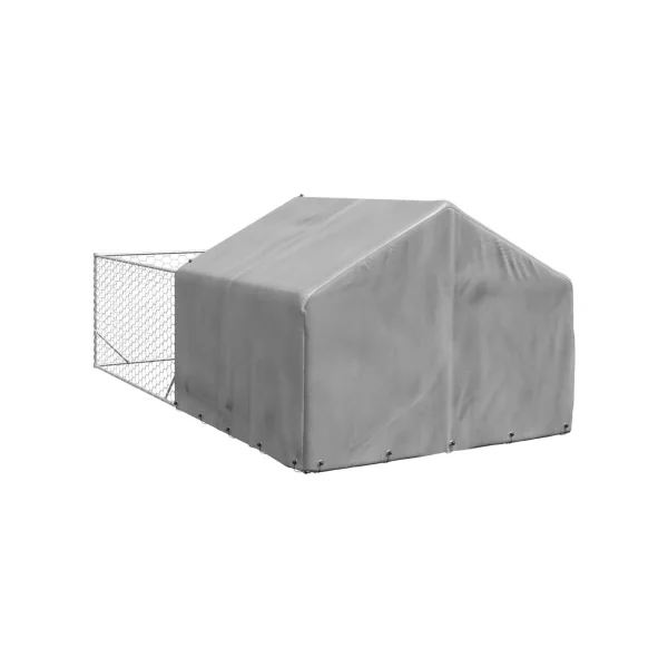 Chenil 10m² 5x2x1,5 m Chenil Grillagé avec Couverte Enclos Chien Spacieux