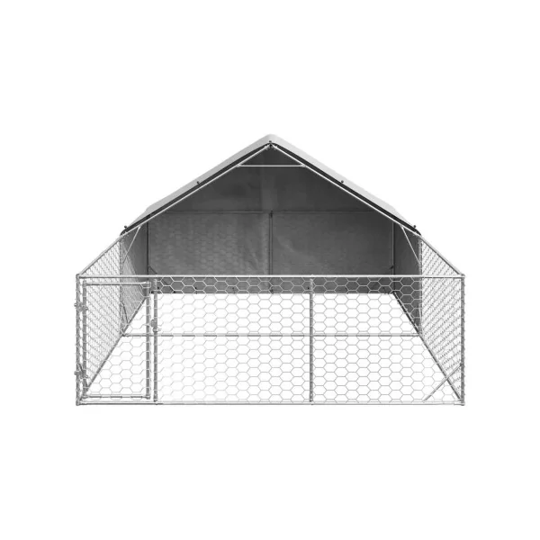 Chenil 12m² 4x3x1,9 m Chenil Grillagé avec Couverte Enclos Chien Spacieux