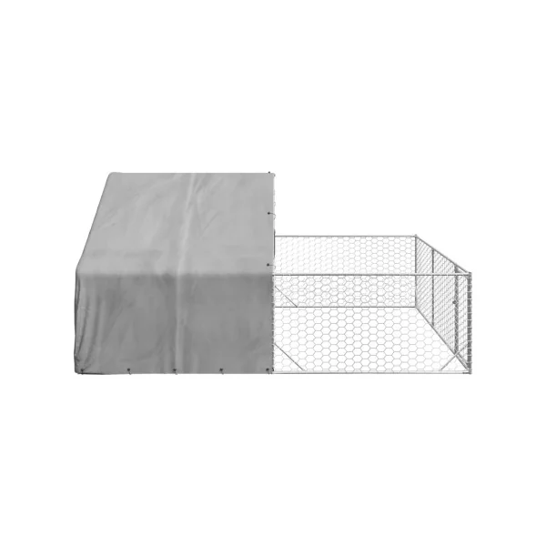 Chenil 12m² 4x3x1,9 m Chenil Grillagé avec Couverte Enclos Chien Spacieux
