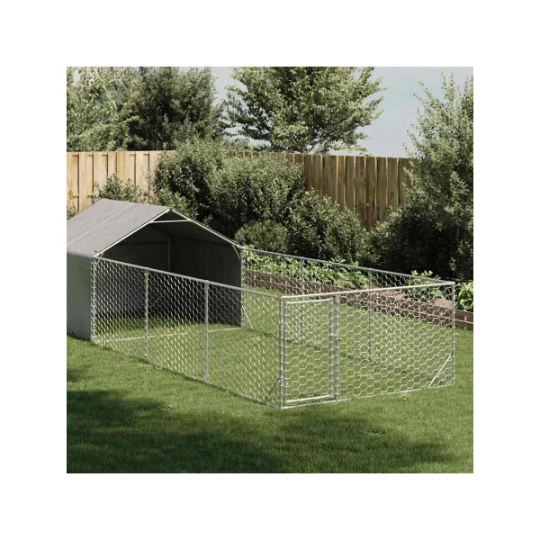 Chenil 12m² 6x2x1,5 m Chenil Grillagé avec Couverte Enclos Chien Spacieux