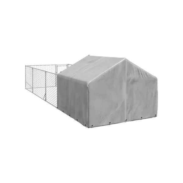 Chenil 12m² 6x2x1,5 m Chenil Grillagé avec Couverte Enclos Chien Spacieux