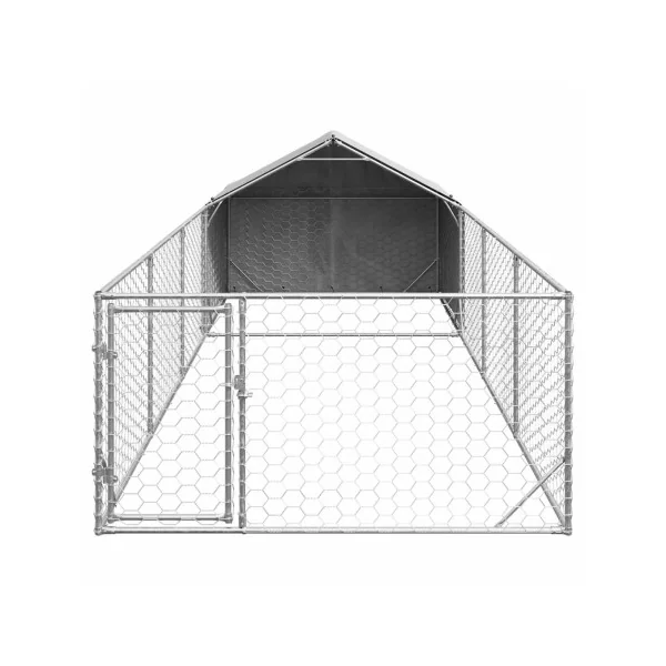 Chenil 14m² 7x2x1,5 m Chenil Grillagé avec Couverte Enclos Chien Spacieux