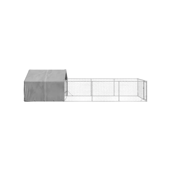 Chenil 14m² 7x2x1,5 m Chenil Grillagé avec Couverte Enclos Chien Spacieux