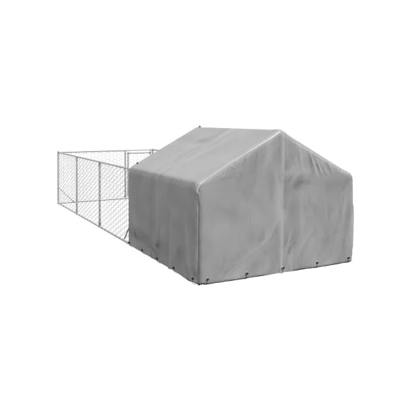 Chenil 14m² 7x2x1,5 m Chenil Grillagé avec Couverte Enclos Chien Spacieux